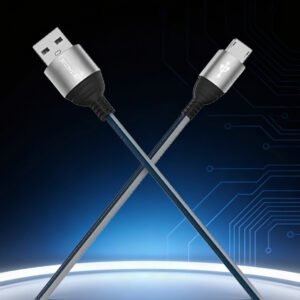 Tactus 2.4Amps Fabric Micro USB Data Cable, Cable Cord, Fast Charging (GREY)