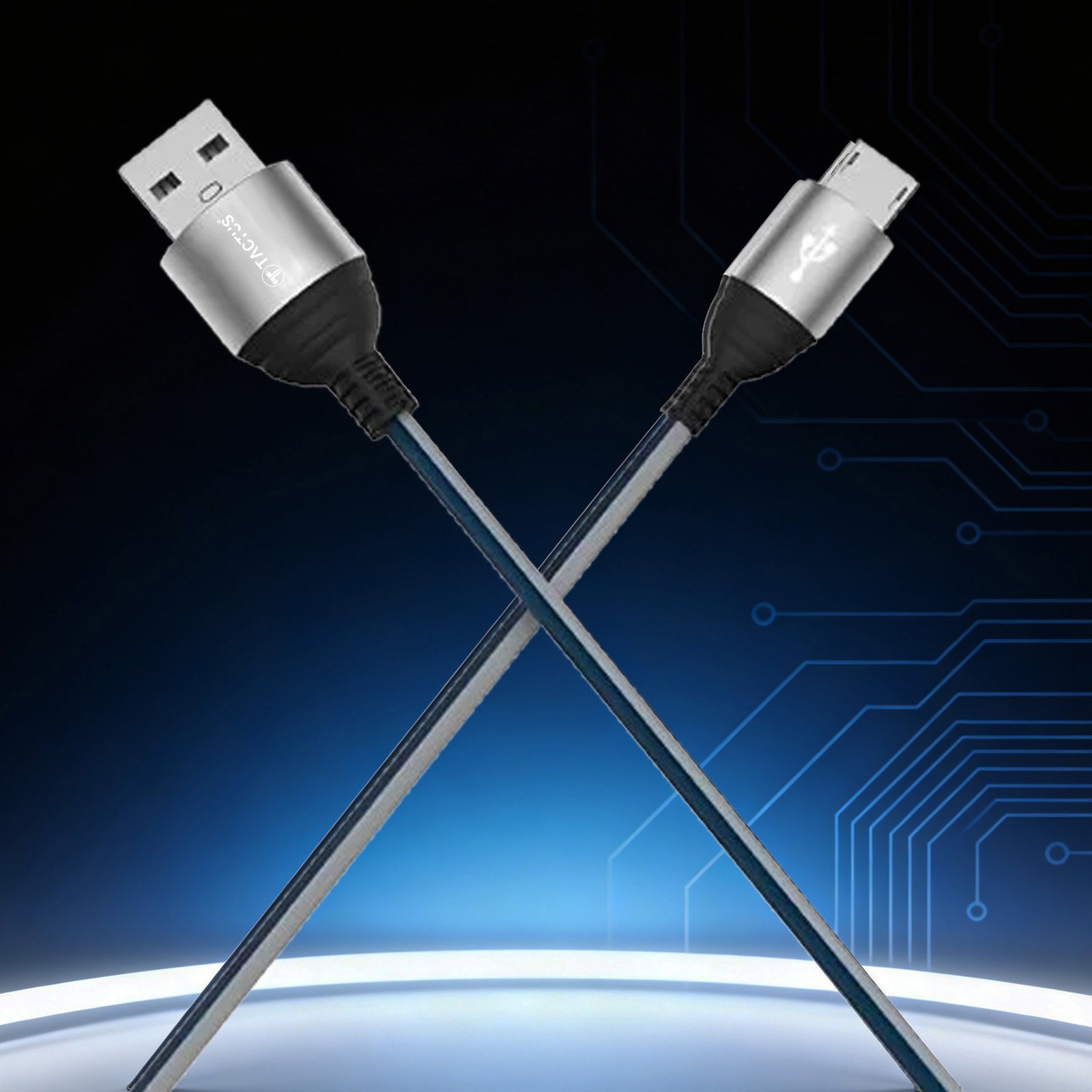 Tactus 2.4Amps Fabric Micro USB Data Cable, Cable Cord, Fast Charging (GREY)