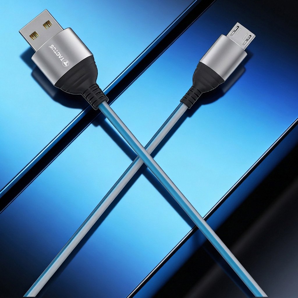 Tactus 2.4Amps Fabric Micro USB Data Cable, Cable Cord, Fast Charging (BLUE)