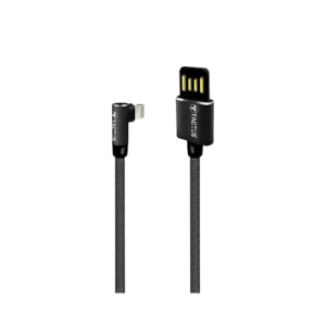 Tactus - Fabric Jacket Right Angle USB Data, Charging Cable For iPhone (2.4A, Black)