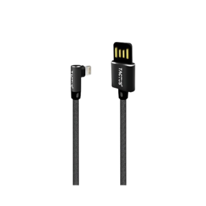 Tactus - Fabric Jacket Right Angle USB Data, Charging Cable For iPhone (2.4A, Black)