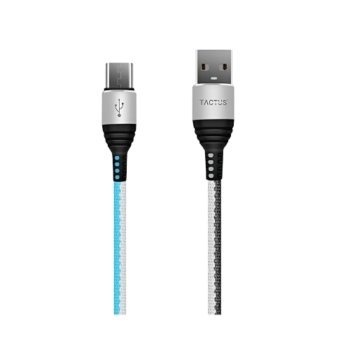 Tactus - Fabric Jacket Micro USB Data, Charging Cable (2.4A, Blue)
