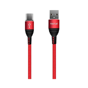 Tactus - Fabric Jacket Micro USB Data, Charging Cable (2.4A, Red)